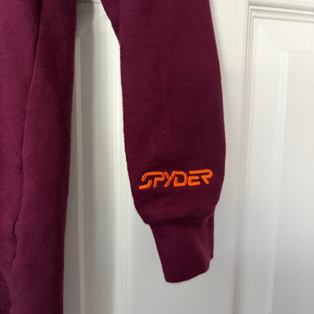 Spyder Red Dark Pullover Women's Sweater Cotton Sz 8 / Medium Embroidered Zip - Picture 3 of 6